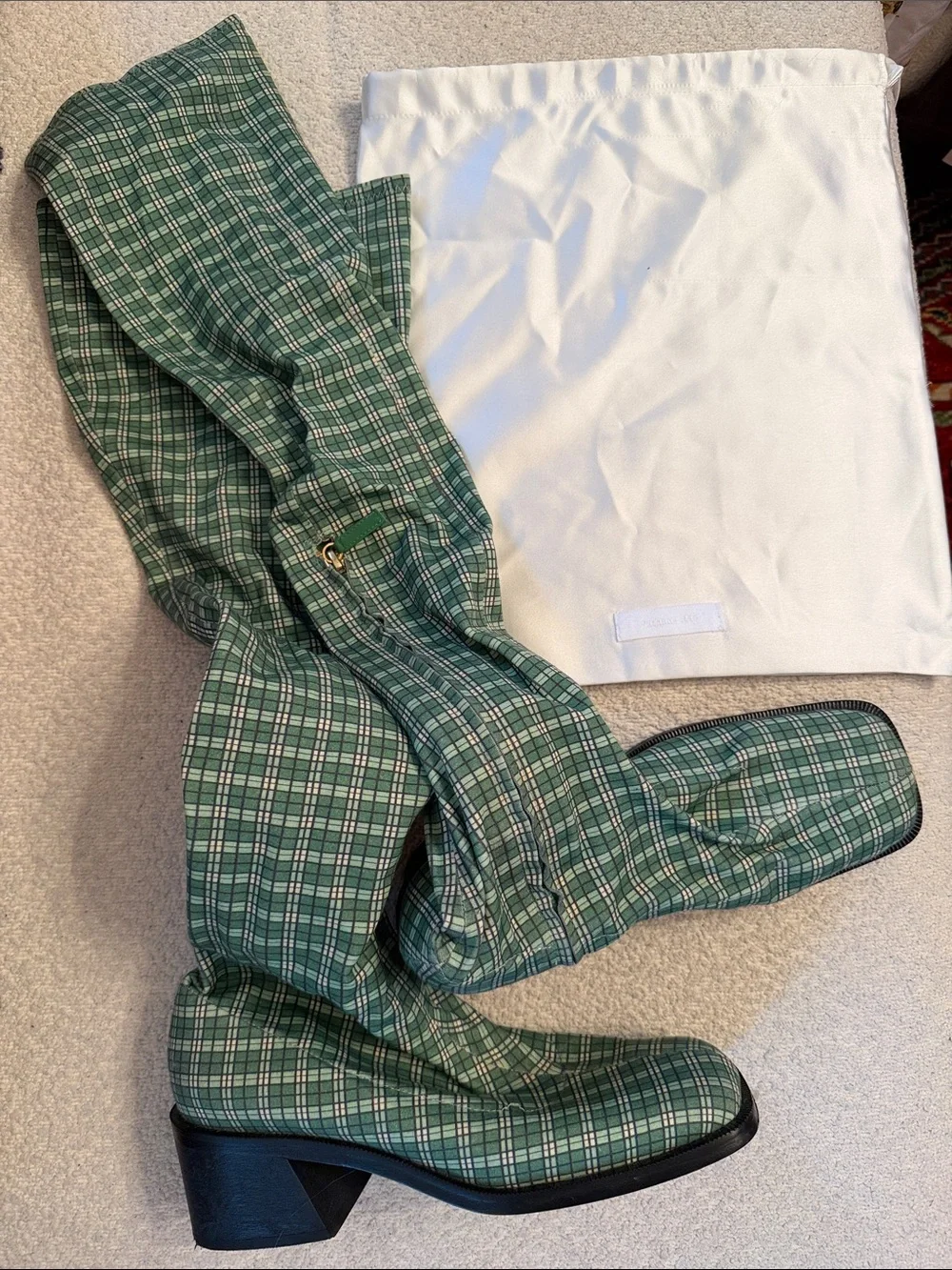 Suzanne Rae Women’s Over the Knee Boots - Green Plaid